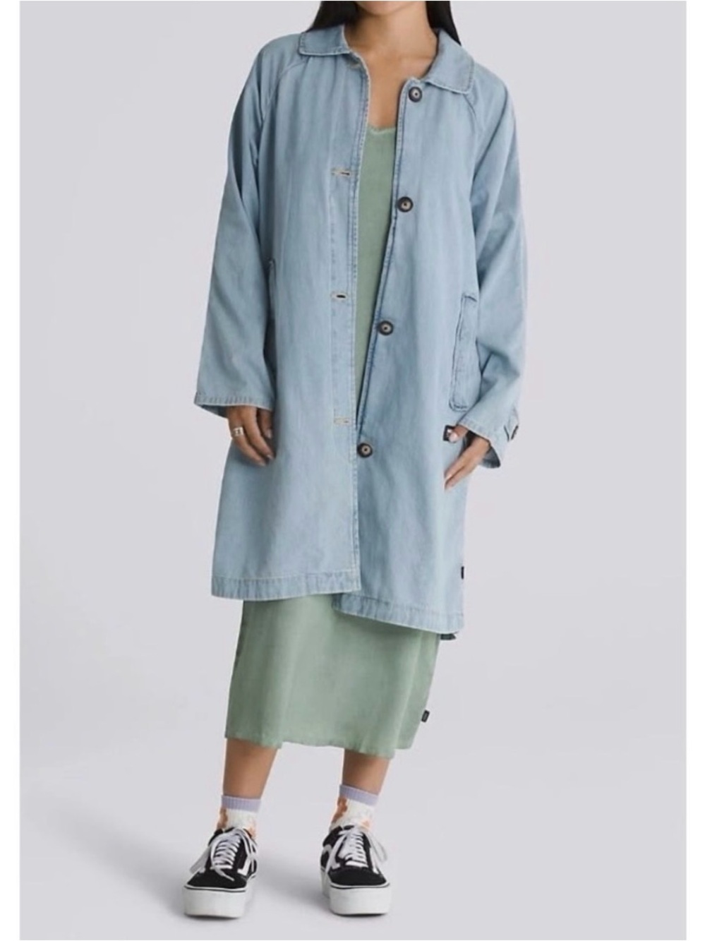 Vans Light Blue Denim Oversized Button-Front Jacket